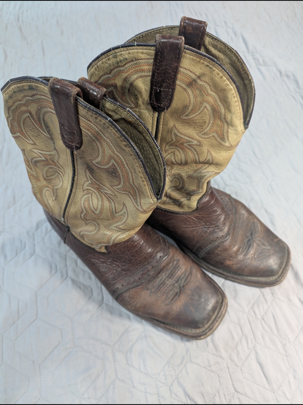 Double H Mens 10 D Leather Western Work Boots Wide Square Toe Made in USA Brown